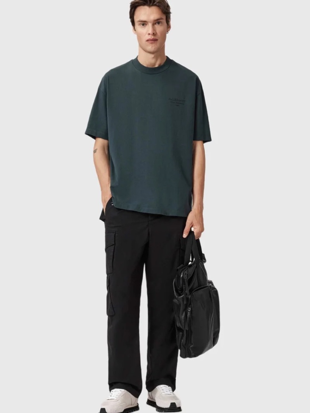 AllSaints Xander SS Crew T-Shirt Mens Large Sunil Blue NWT Premium Cotton